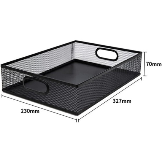 Metal Storage Box - Creative Desktop Tray Organizer, suitable for storing documents and miscellaneous items, made of durable metal, dimensions: 12x8x4 inches.